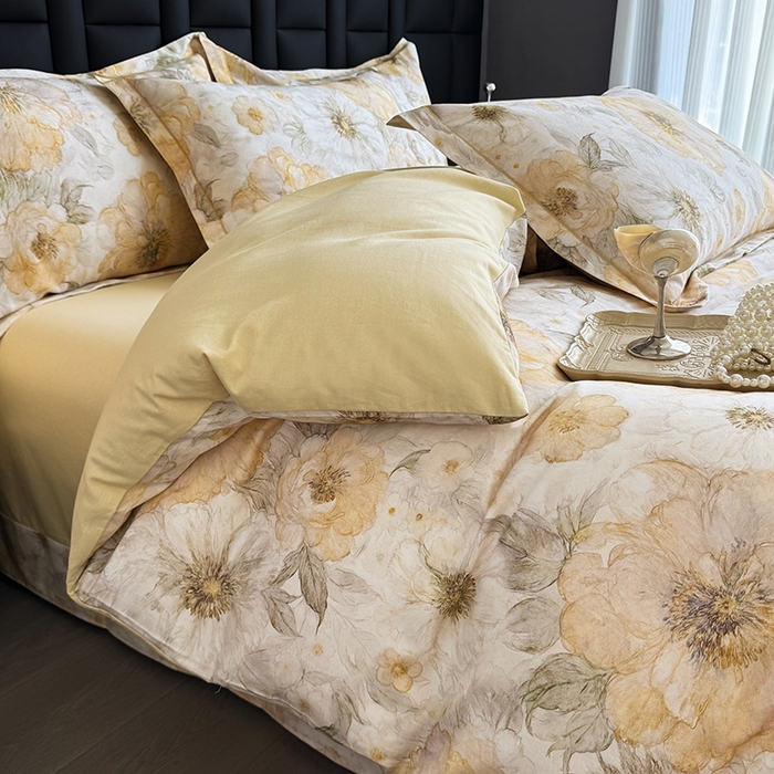 91家纺网 家纺一手货源 找家纺 金盛纺 2025新款全棉纯棉加厚磨毛印花四件套 豆蔻年华