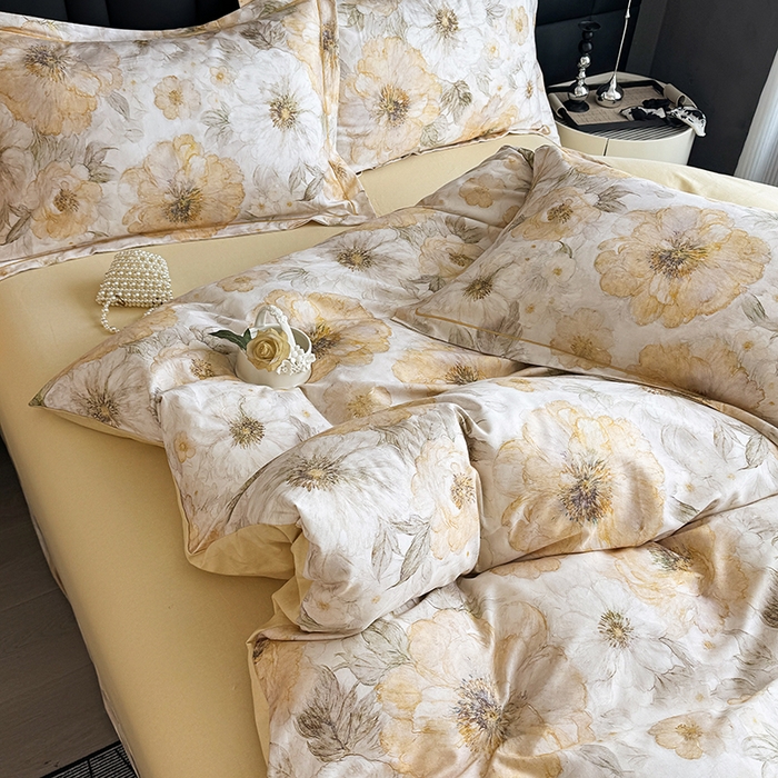 91家纺网 家纺一手货源 找家纺 金盛纺 2025新款全棉纯棉加厚磨毛印花四件套 豆蔻年华