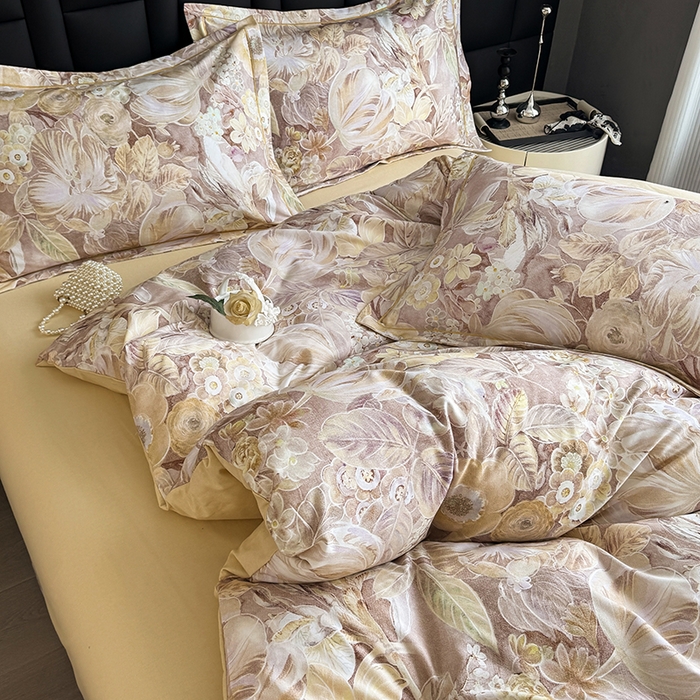 91家纺网 家纺一手货源 找家纺 金盛纺 2025新款全棉纯棉加厚磨毛印花四件套 弥斯