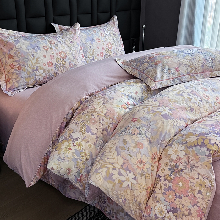 91家纺网 家纺一手货源 找家纺 金盛纺 2025新款全棉纯棉加厚磨毛印花四件套 樱雪柰