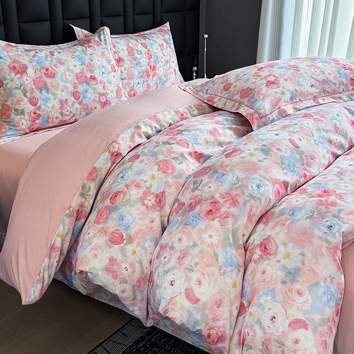 91家纺网 家纺一手货源 找家纺 金盛纺 2025新款全棉纯棉加厚磨毛印花四件套 甜梦荼语