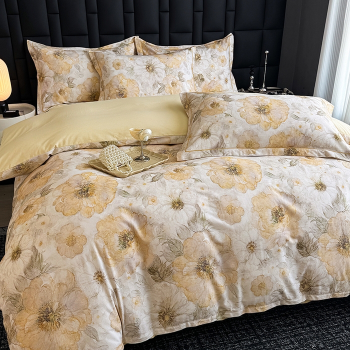 91家纺网 家纺一手货源 找家纺 金盛纺 2025新款全棉纯棉加厚磨毛印花四件套 豆蔻年华