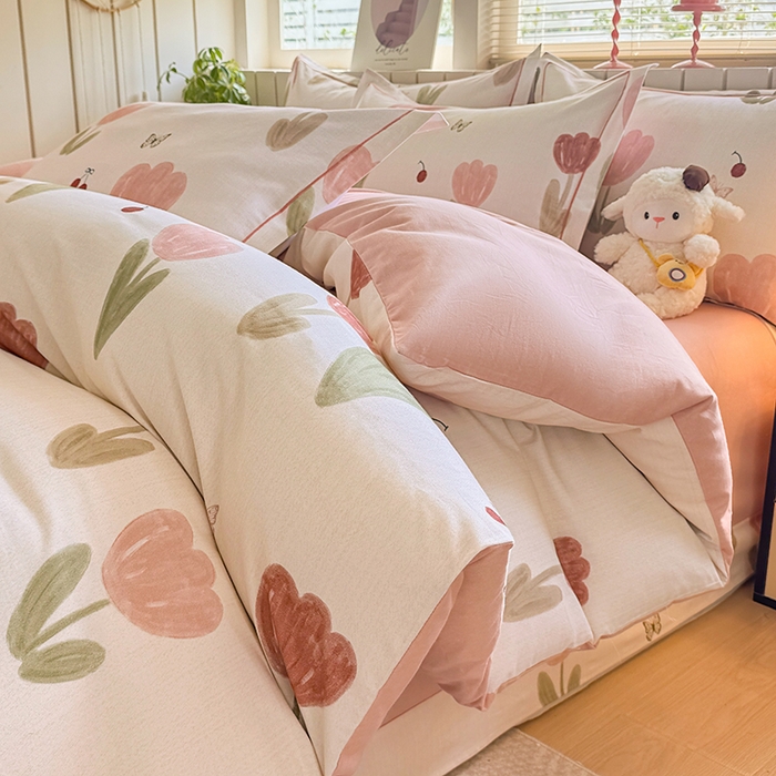 91家纺网 家纺一手货源 找家纺 （总）金盛纺 2025新款全棉纯棉加厚磨毛印花四件套