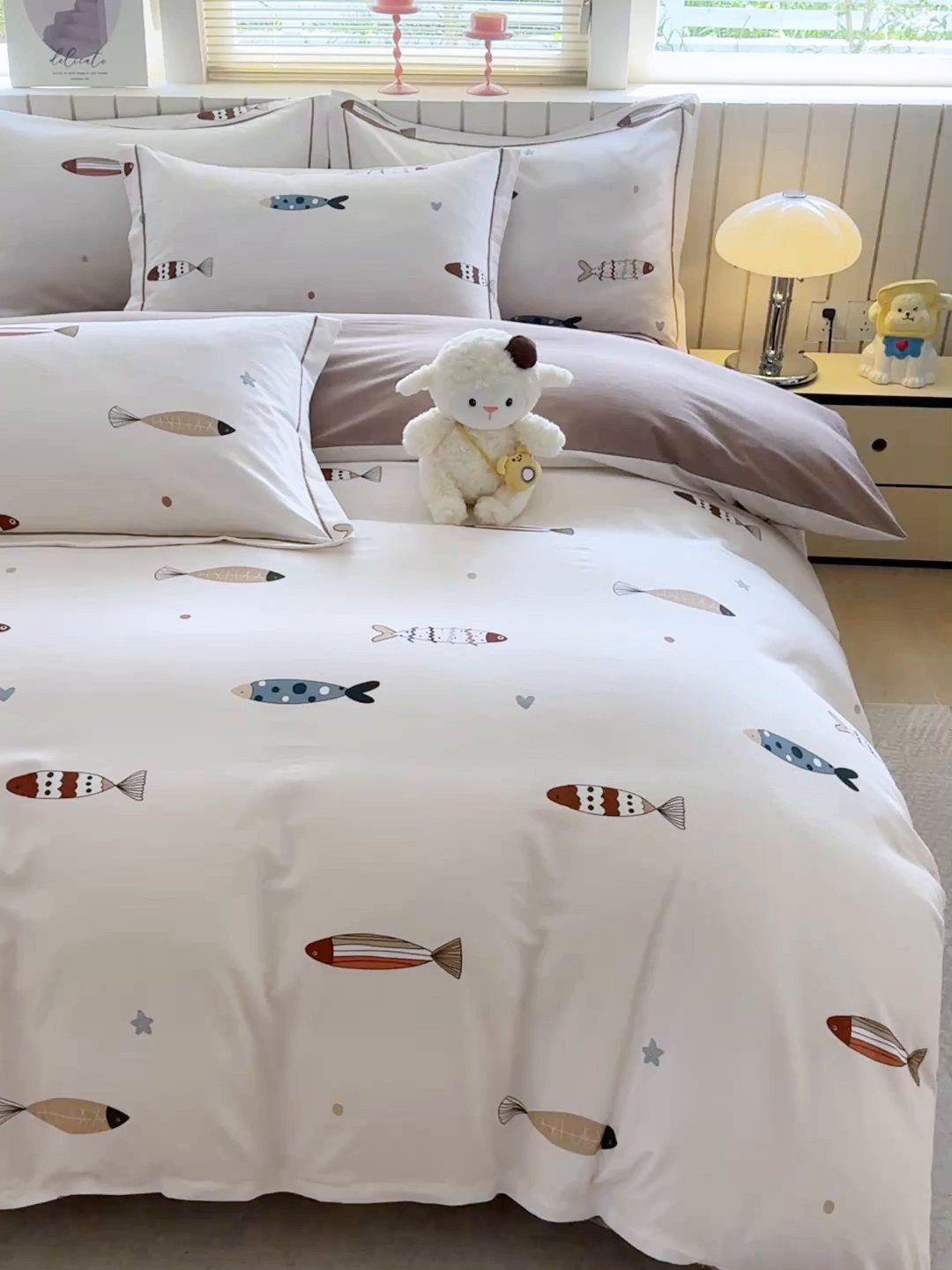 91家纺网 家纺一手货源 找家纺 金盛纺 2025新款全棉纯棉加厚磨毛印花四件套 渔趣