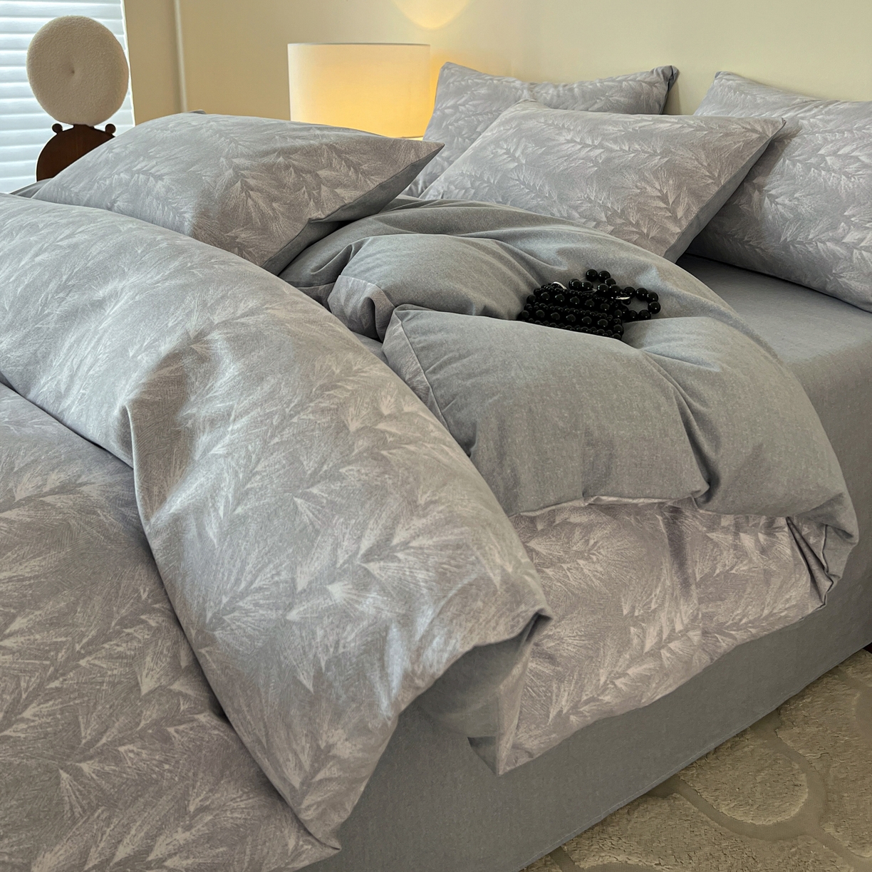 91家纺网 家纺一手货源 找家纺 盛馨家纺 2025新款秋冬复古北欧风百分百棉全棉纯棉磨毛加厚纯棉磨毛四件套 丰收季节-灰