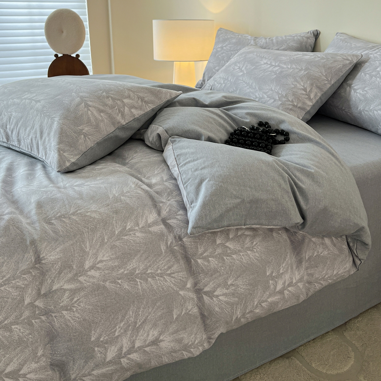 91家纺网 家纺一手货源 找家纺 盛馨家纺 2025新款秋冬复古北欧风百分百棉全棉纯棉磨毛加厚纯棉磨毛四件套 丰收季节-灰