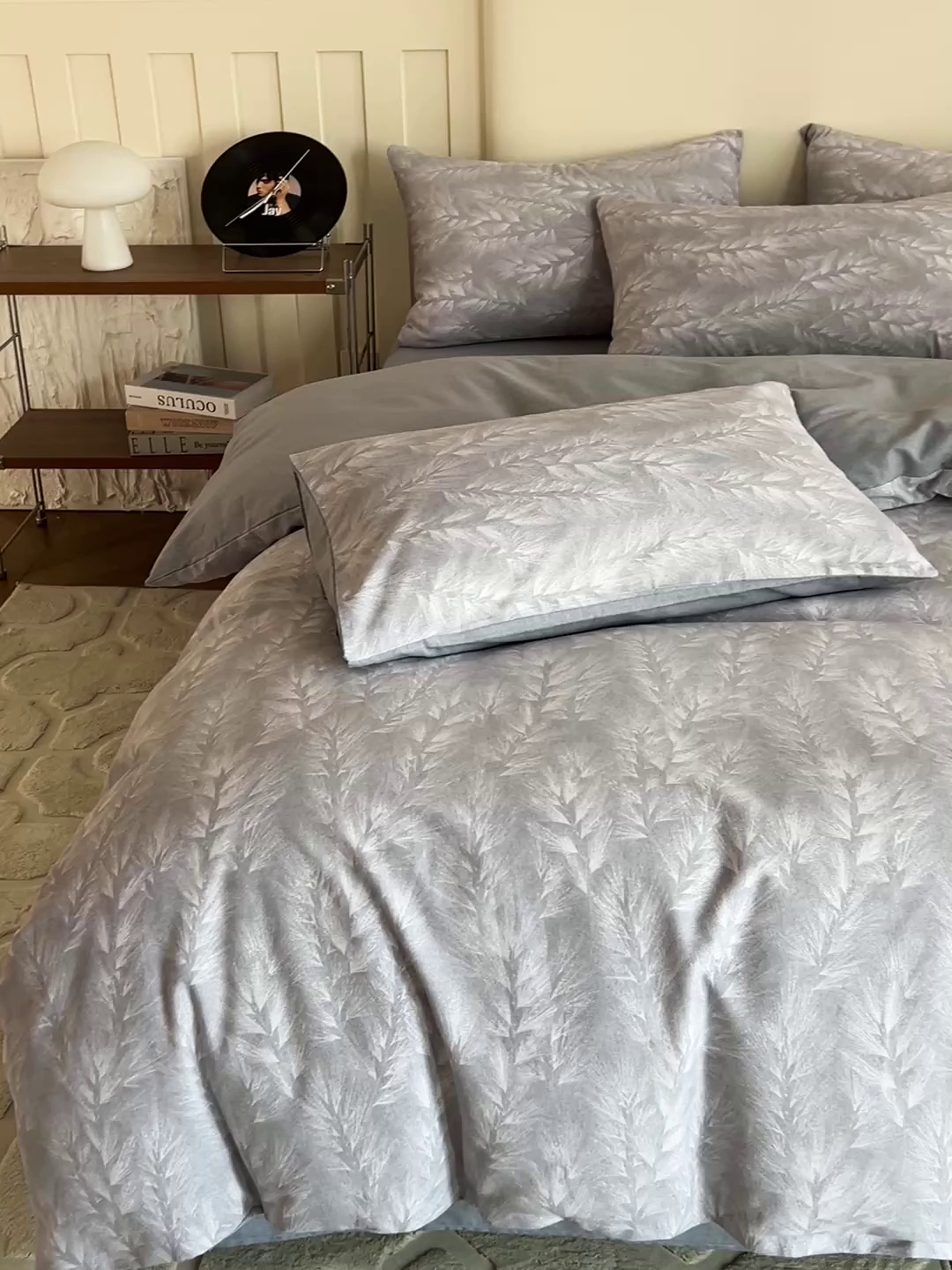 91家纺网 家纺一手货源 找家纺 盛馨家纺 2025新款秋冬复古北欧风百分百棉全棉纯棉磨毛加厚纯棉磨毛四件套 丰收季节-灰