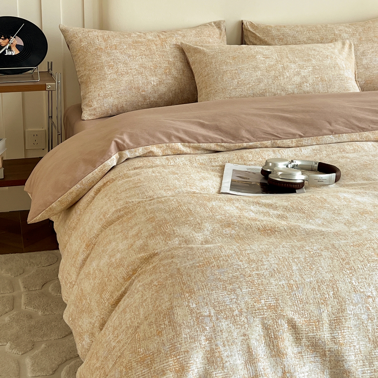 盛馨家纺 2025新款秋冬复古北欧风百分百棉全棉纯棉磨毛加厚纯棉磨毛四件套 里约