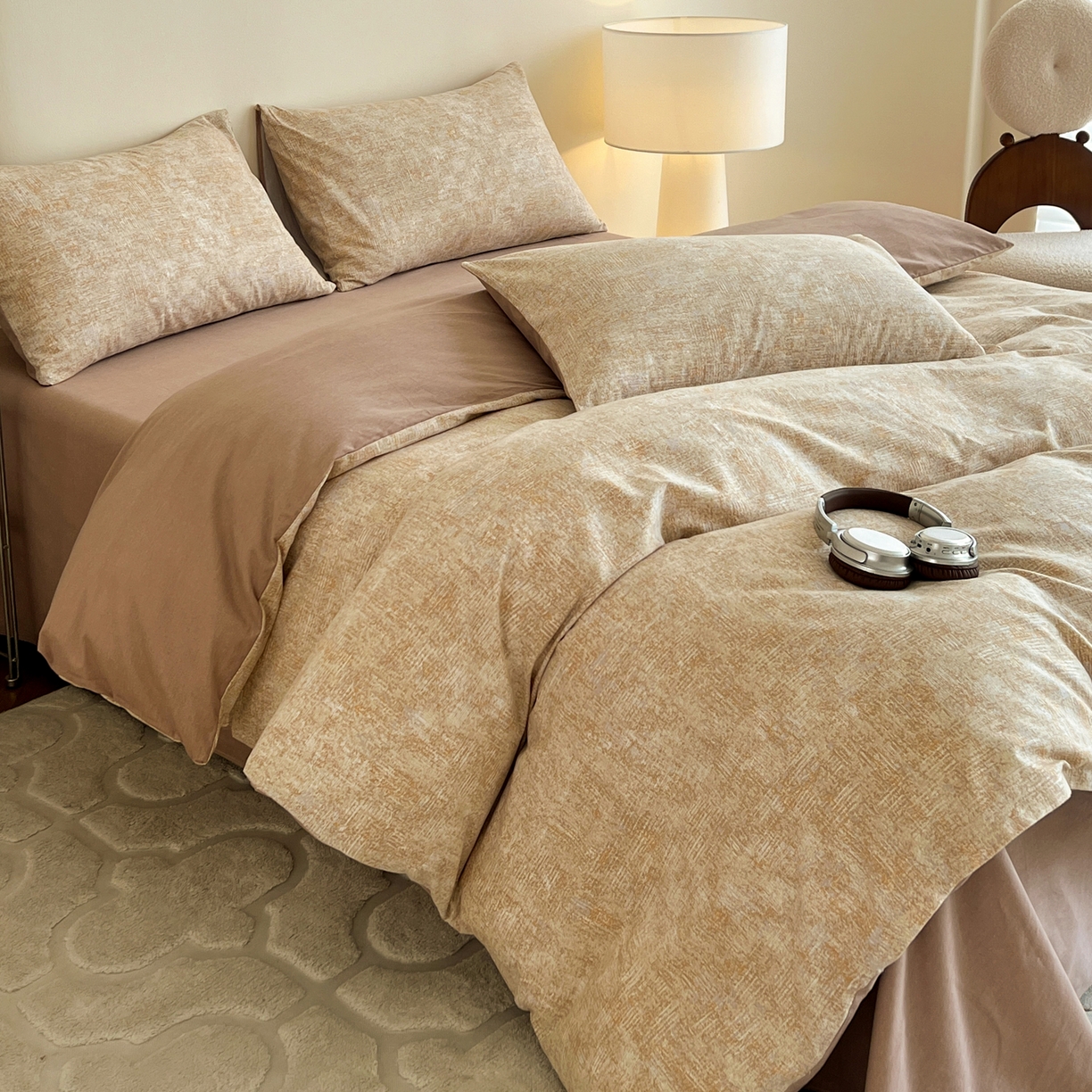 91家纺网 家纺一手货源 找家纺 盛馨家纺 2025新款秋冬复古北欧风百分百棉全棉纯棉磨毛加厚纯棉磨毛四件套 里约