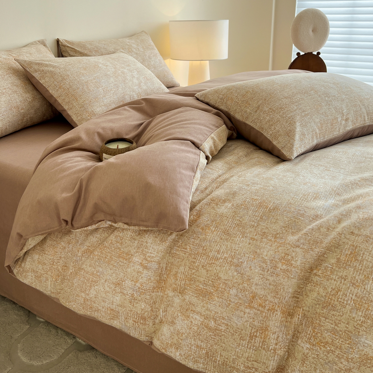 91家纺网 家纺一手货源 找家纺 盛馨家纺 2025新款秋冬复古北欧风百分百棉全棉纯棉磨毛加厚纯棉磨毛四件套 里约