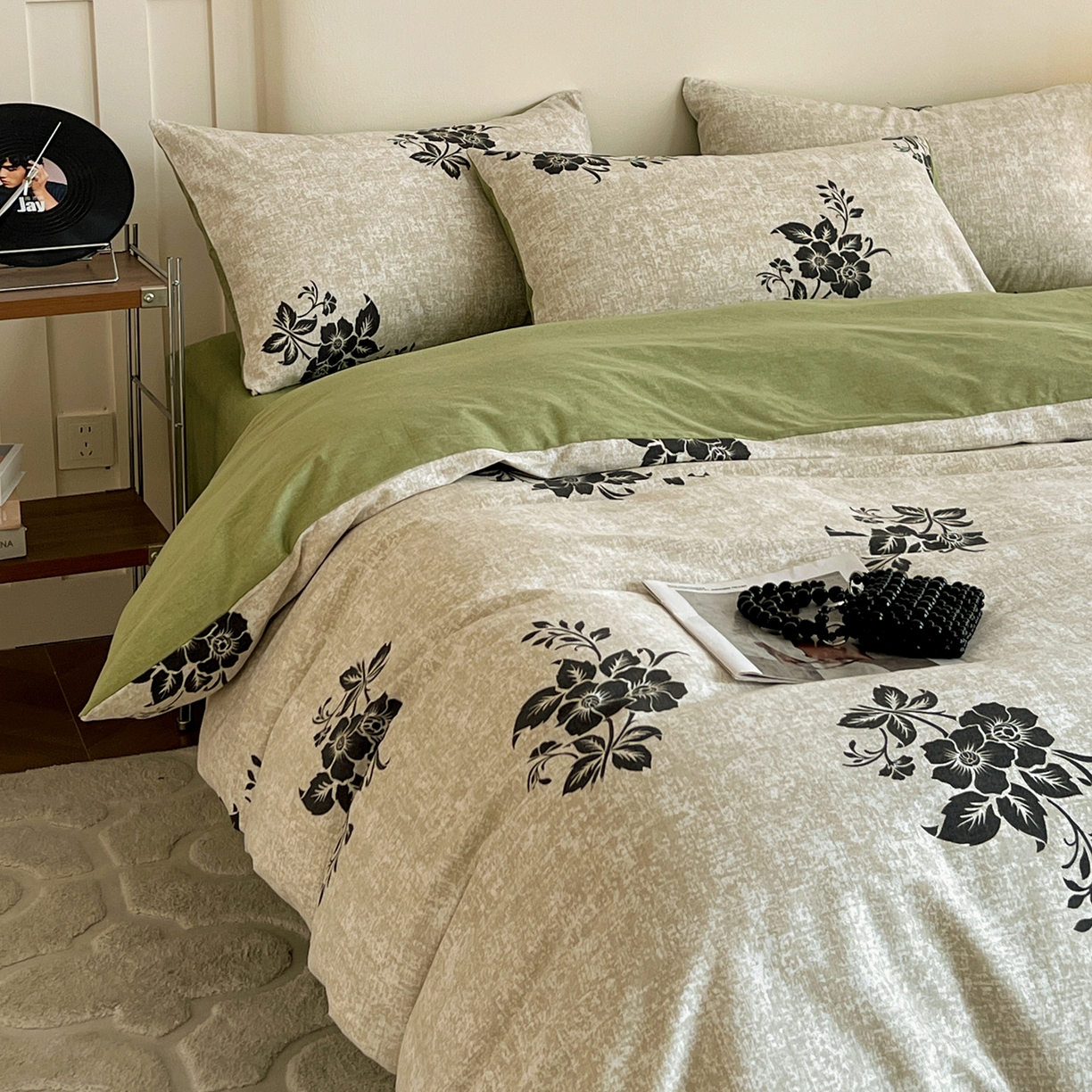 盛馨家纺 2025新款秋冬复古北欧风百分百棉全棉纯棉磨毛加厚纯棉磨毛四件套 梦里寻花