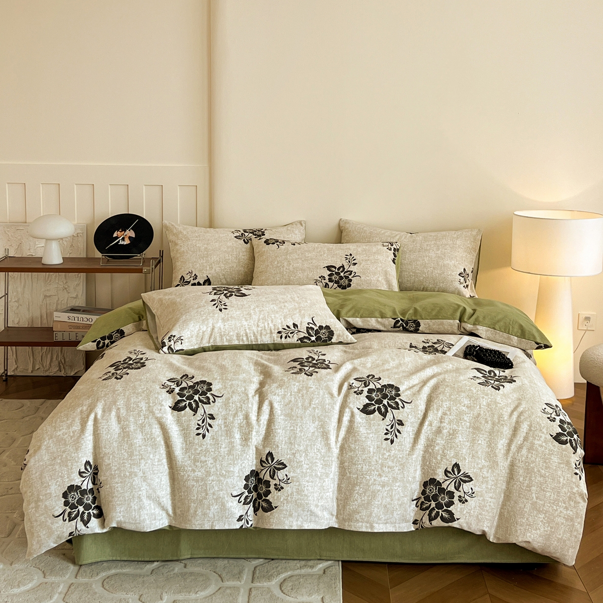 91家纺网 家纺一手货源 找家纺 盛馨家纺 2025新款秋冬复古北欧风百分百棉全棉纯棉磨毛加厚纯棉磨毛四件套 梦里寻花