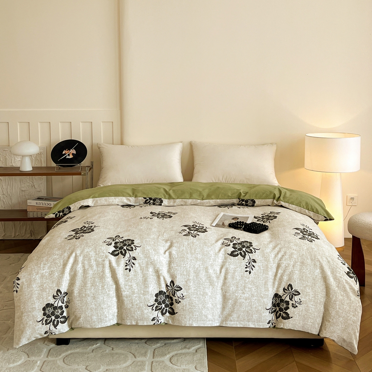 91家纺网 家纺一手货源 找家纺 盛馨家纺 2025新款秋冬复古北欧风百分百棉全棉纯棉磨毛加厚纯棉磨毛四件套 梦里寻花