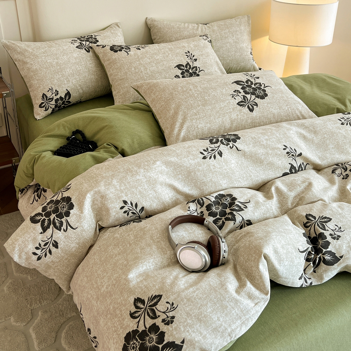 91家纺网 家纺一手货源 找家纺 盛馨家纺 2025新款秋冬复古北欧风百分百棉全棉纯棉磨毛加厚纯棉磨毛四件套 梦里寻花