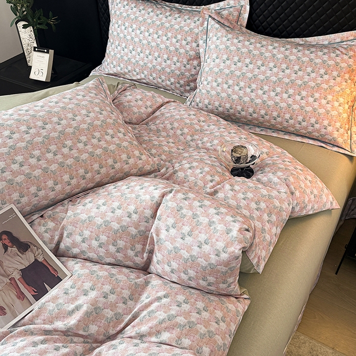 91家纺网 家纺一手货源 找家纺 金盛纺 2025新款全棉纯棉加厚磨毛印花四件套 弥望