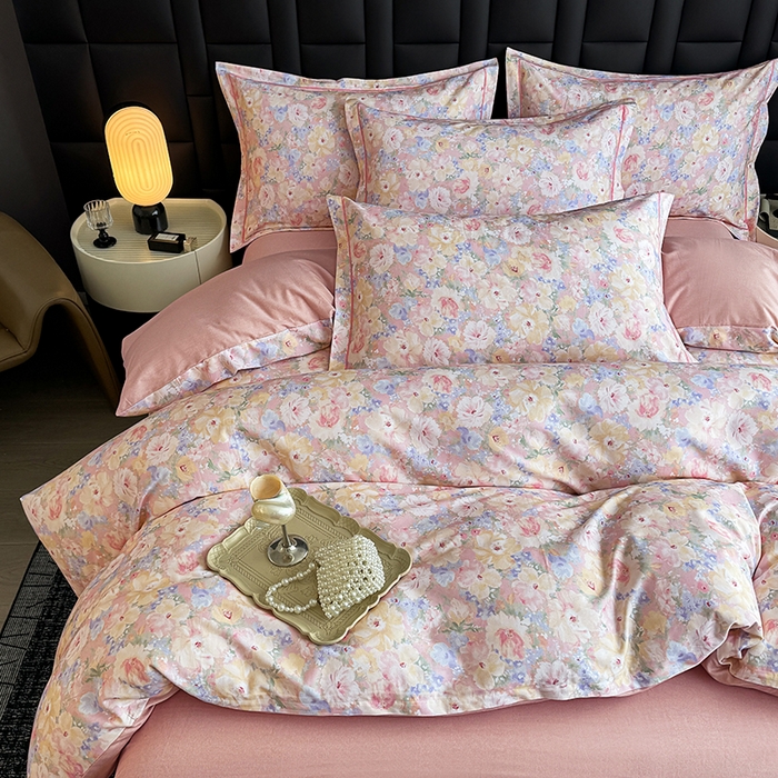 91家纺网 家纺一手货源 找家纺 金盛纺 2025新款全棉纯棉加厚磨毛印花四件套 仙女星尘