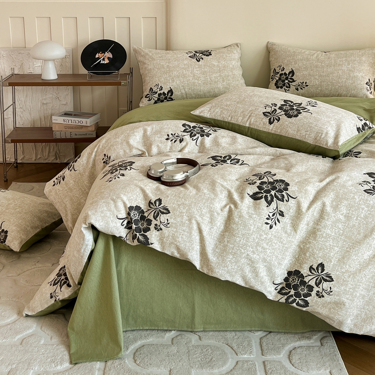 91家纺网 家纺一手货源 找家纺 盛馨家纺 2025新款秋冬复古北欧风百分百棉全棉纯棉磨毛加厚纯棉磨毛四件套 梦里寻花