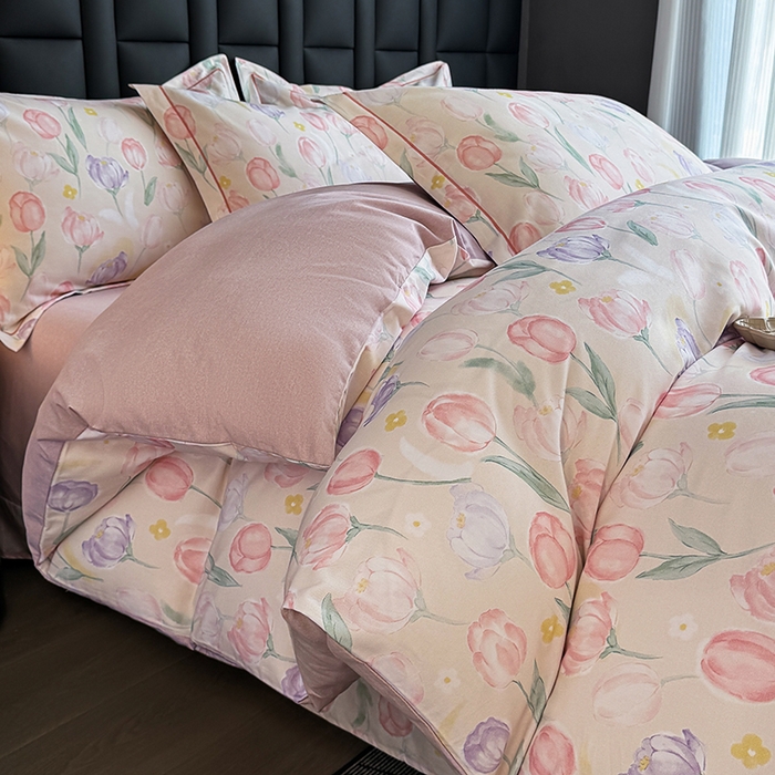 金盛纺 2025新款全棉纯棉加厚磨毛印花四件套 春光郁金