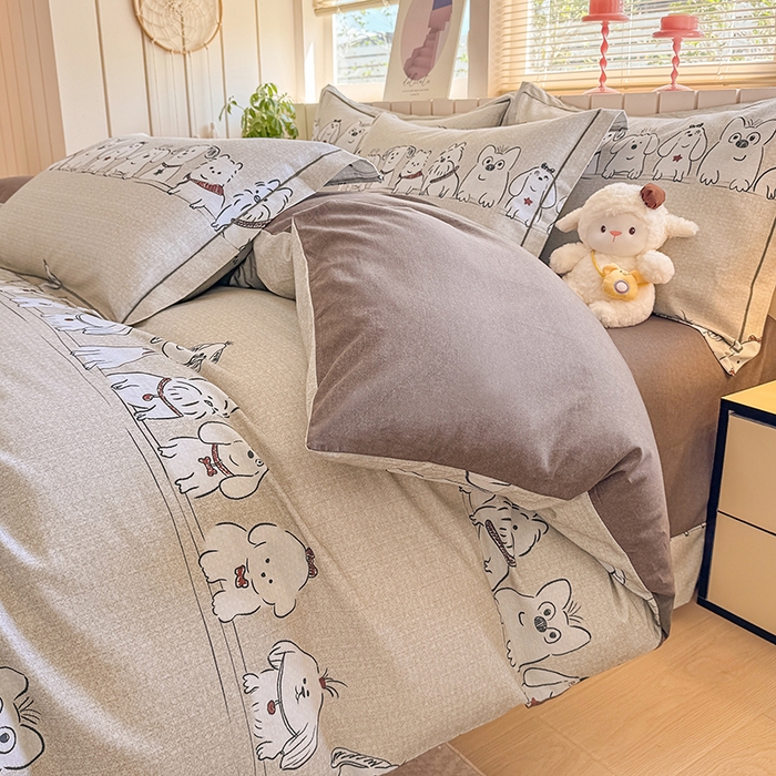 91家纺网 家纺一手货源 找家纺 金盛纺 2025新款全棉纯棉加厚磨毛印花四件套 小奥汀