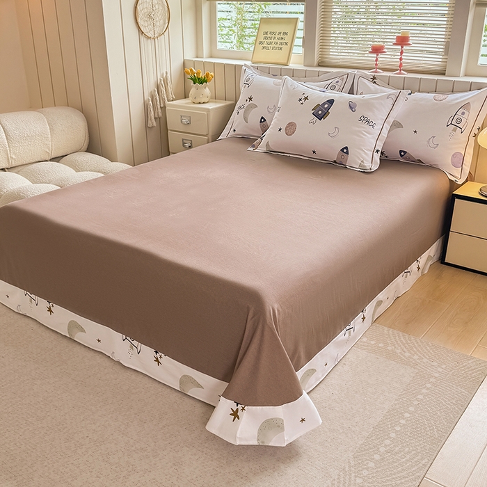 91家纺网 家纺一手货源 找家纺 金盛纺 2025新款全棉纯棉加厚磨毛印花四件套 太空漫步