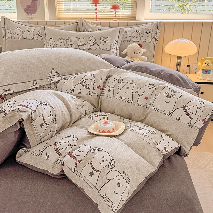 91家纺网 家纺一手货源 找家纺 金盛纺 2025新款全棉纯棉加厚磨毛印花四件套 小奥汀