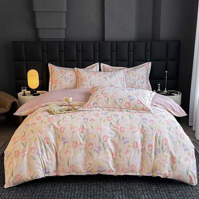 91家纺网 家纺一手货源 找家纺 金盛纺 2025新款全棉纯棉加厚磨毛印花四件套 春光郁金