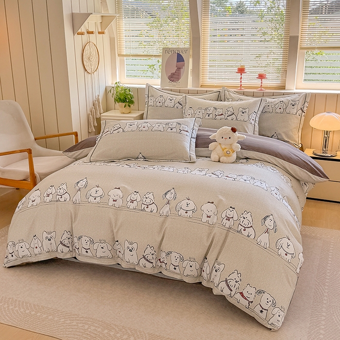 91家纺网 家纺一手货源 找家纺 金盛纺 2025新款全棉纯棉加厚磨毛印花四件套 小奥汀