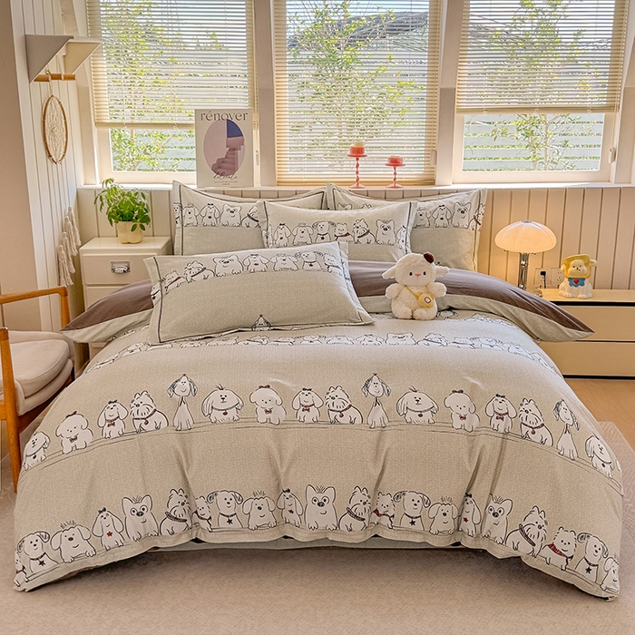 91家纺网 家纺一手货源 找家纺 金盛纺 2025新款全棉纯棉加厚磨毛印花四件套 小奥汀