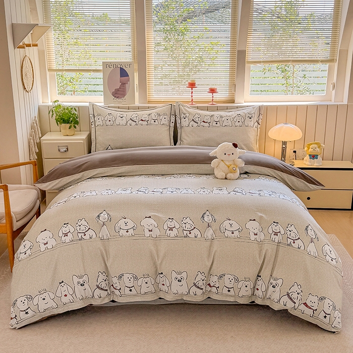 91家纺网 家纺一手货源 找家纺 金盛纺 2025新款全棉纯棉加厚磨毛印花四件套 小奥汀