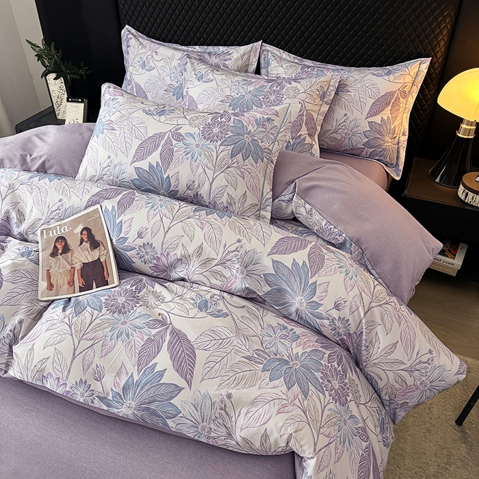 91家纺网 家纺一手货源 找家纺 金盛纺 2025新款全棉纯棉加厚磨毛印花四件套 禾风里