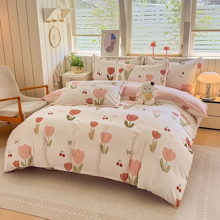 91家纺网 家纺一手货源 找家纺 金盛纺 2025新款全棉纯棉加厚磨毛印花四件套 蝴蝶千颂