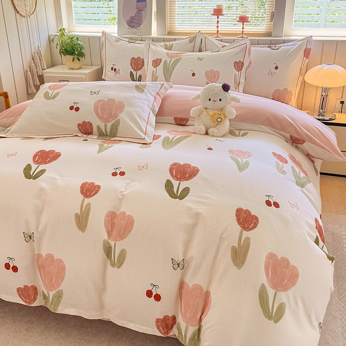 91家纺网 家纺一手货源 找家纺 金盛纺 2025新款全棉纯棉加厚磨毛印花四件套 蝴蝶千颂