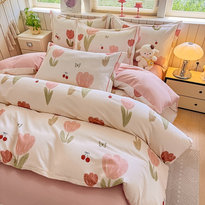 91家纺网 家纺一手货源 找家纺 金盛纺 2025新款全棉纯棉加厚磨毛印花四件套 蝴蝶千颂