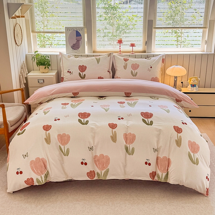 91家纺网 家纺一手货源 找家纺 金盛纺 2025新款全棉纯棉加厚磨毛印花四件套 蝴蝶千颂