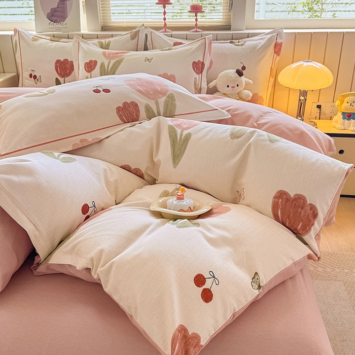 91家纺网 家纺一手货源 找家纺 金盛纺 2025新款全棉纯棉加厚磨毛印花四件套 蝴蝶千颂