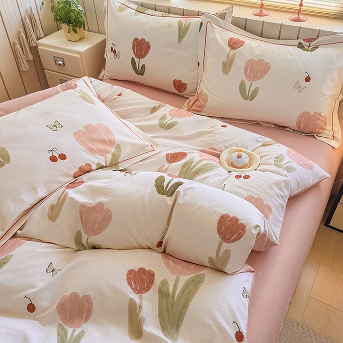 91家纺网 家纺一手货源 找家纺 金盛纺 2025新款全棉纯棉加厚磨毛印花四件套 蝴蝶千颂