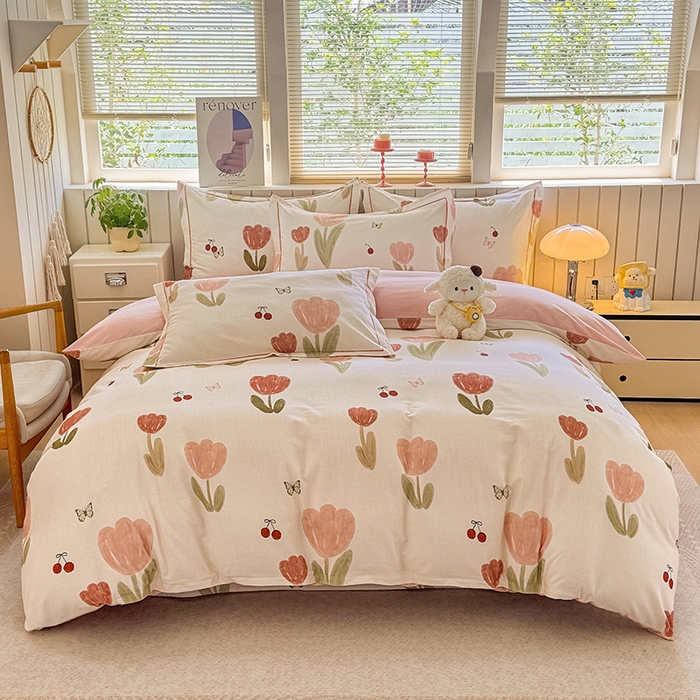 91家纺网 家纺一手货源 找家纺 金盛纺 2025新款全棉纯棉加厚磨毛印花四件套 蝴蝶千颂