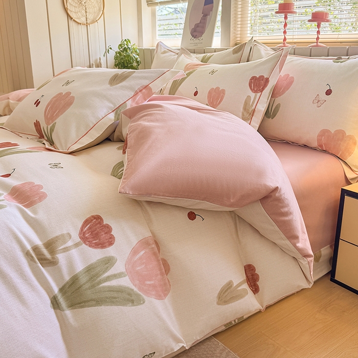 91家纺网 家纺一手货源 找家纺 金盛纺 2025新款全棉纯棉加厚磨毛印花四件套 蝴蝶千颂