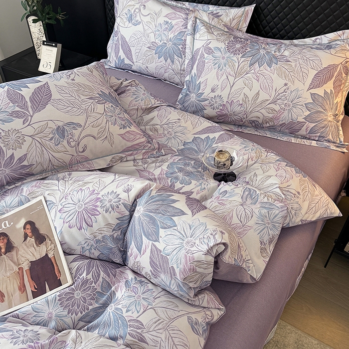 91家纺网 家纺一手货源 找家纺 金盛纺 2025新款全棉纯棉加厚磨毛印花四件套 禾风里