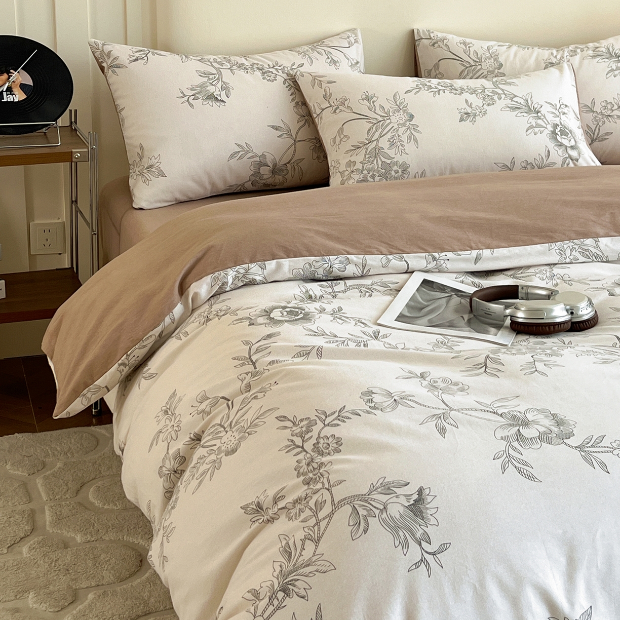 盛馨家纺 2025新款秋冬复古北欧风百分百棉全棉纯棉磨毛加厚纯棉磨毛四件套 暖阳