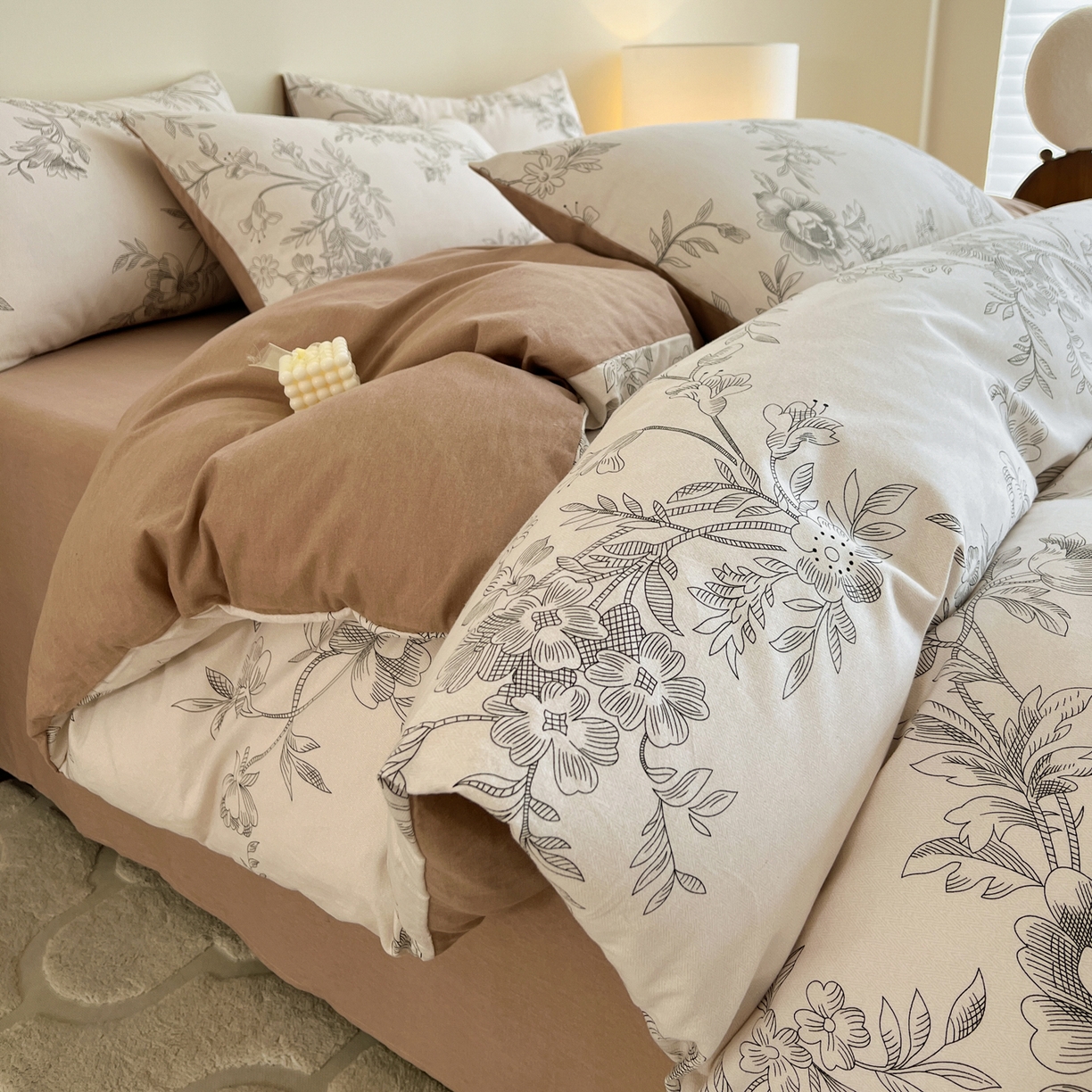 91家纺网 家纺一手货源 找家纺 盛馨家纺 2025新款秋冬复古北欧风百分百棉全棉纯棉磨毛加厚纯棉磨毛四件套 暖阳