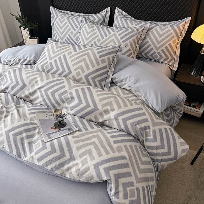 91家纺网 家纺一手货源 找家纺 金盛纺 2025新款全棉纯棉加厚磨毛印花四件套 半舟