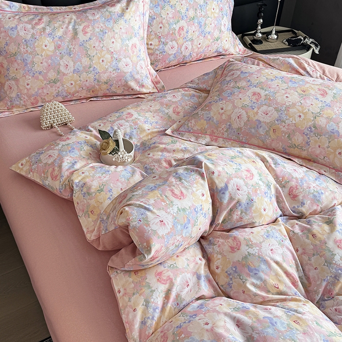 91家纺网 家纺一手货源 找家纺 金盛纺 2025新款全棉纯棉加厚磨毛印花四件套 仙女星尘