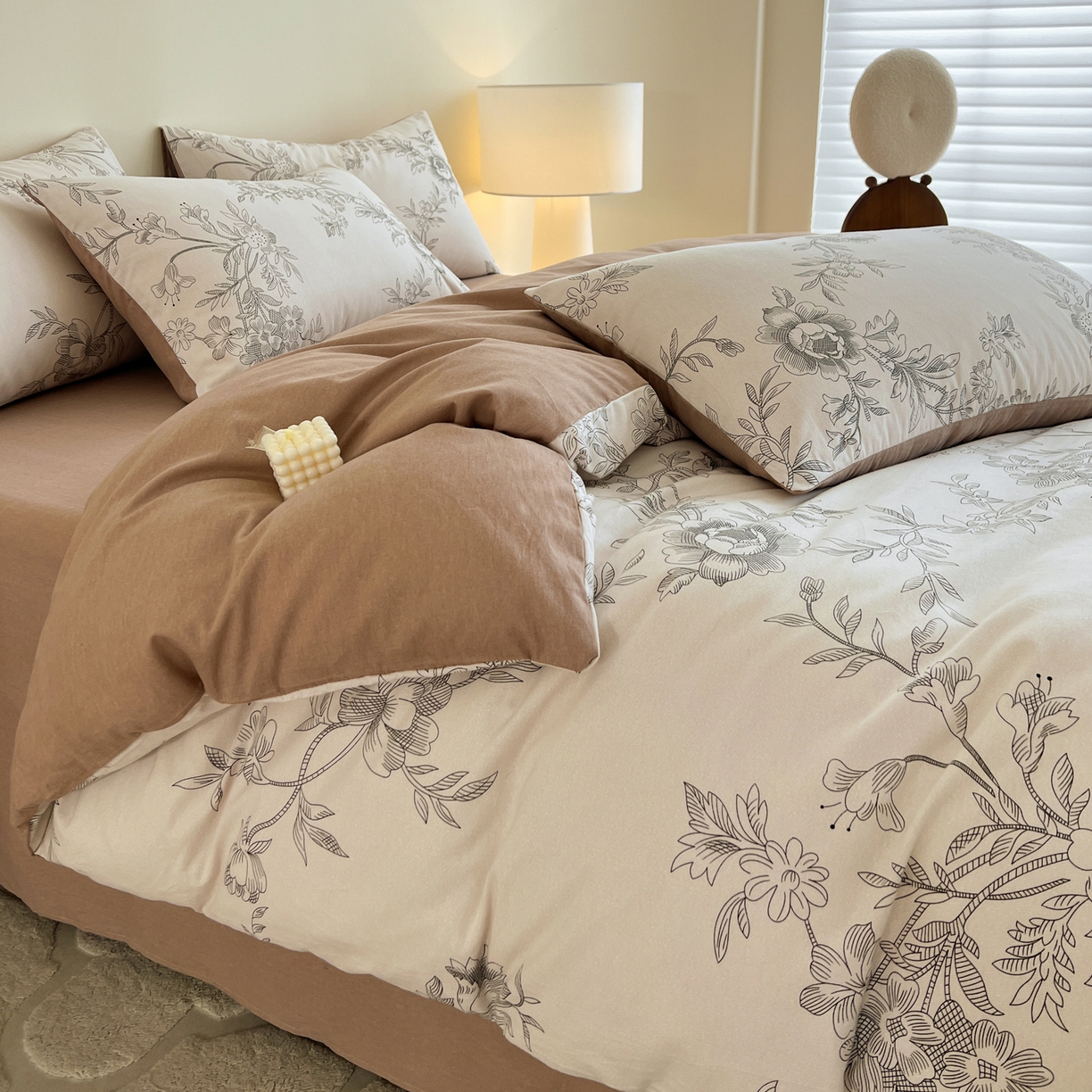 91家纺网 家纺一手货源 找家纺 盛馨家纺 2025新款秋冬复古北欧风百分百棉全棉纯棉磨毛加厚纯棉磨毛四件套 暖阳