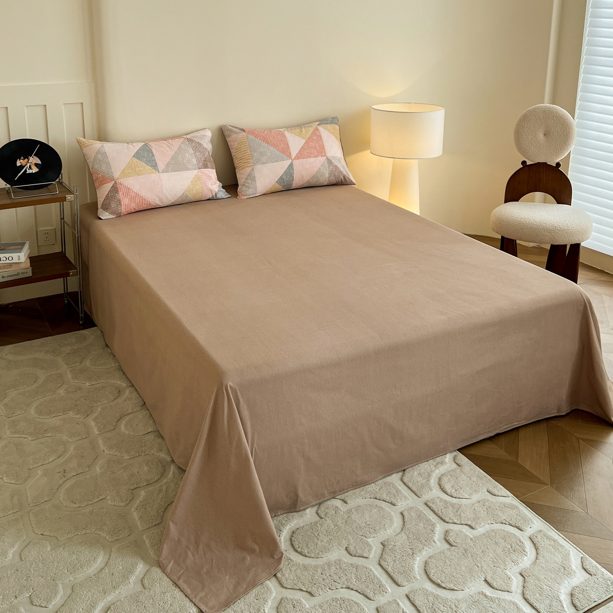 91家纺网 家纺一手货源 找家纺 盛馨家纺 2025新款秋冬复古北欧风百分百棉全棉纯棉磨毛加厚纯棉磨毛四件套 七彩格