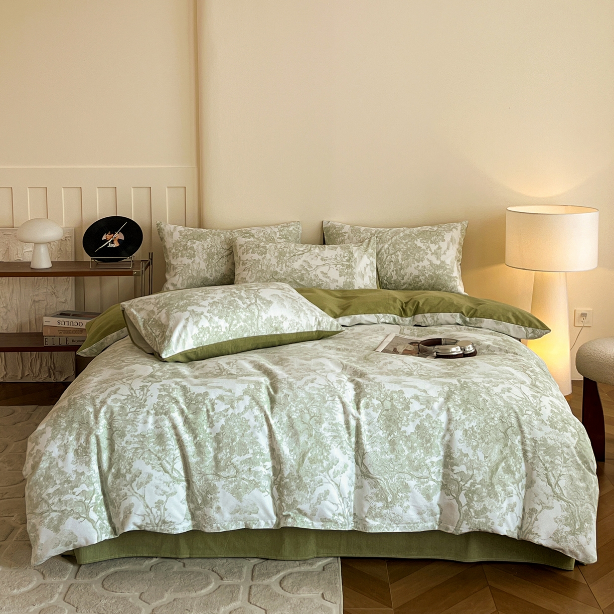 91家纺网 家纺一手货源 找家纺 盛馨家纺 2025新款秋冬复古北欧风百分百棉全棉纯棉磨毛加厚纯棉磨毛四件套 印象山水