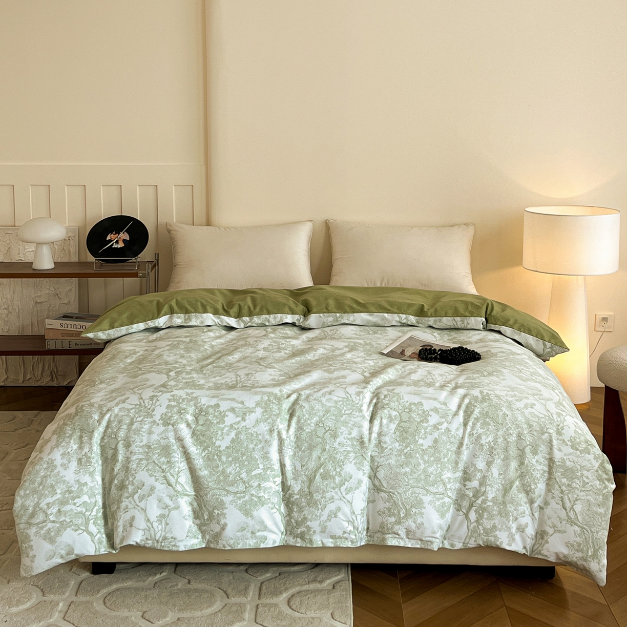 91家纺网 家纺一手货源 找家纺 盛馨家纺 2025新款秋冬复古北欧风百分百棉全棉纯棉磨毛加厚纯棉磨毛四件套 印象山水