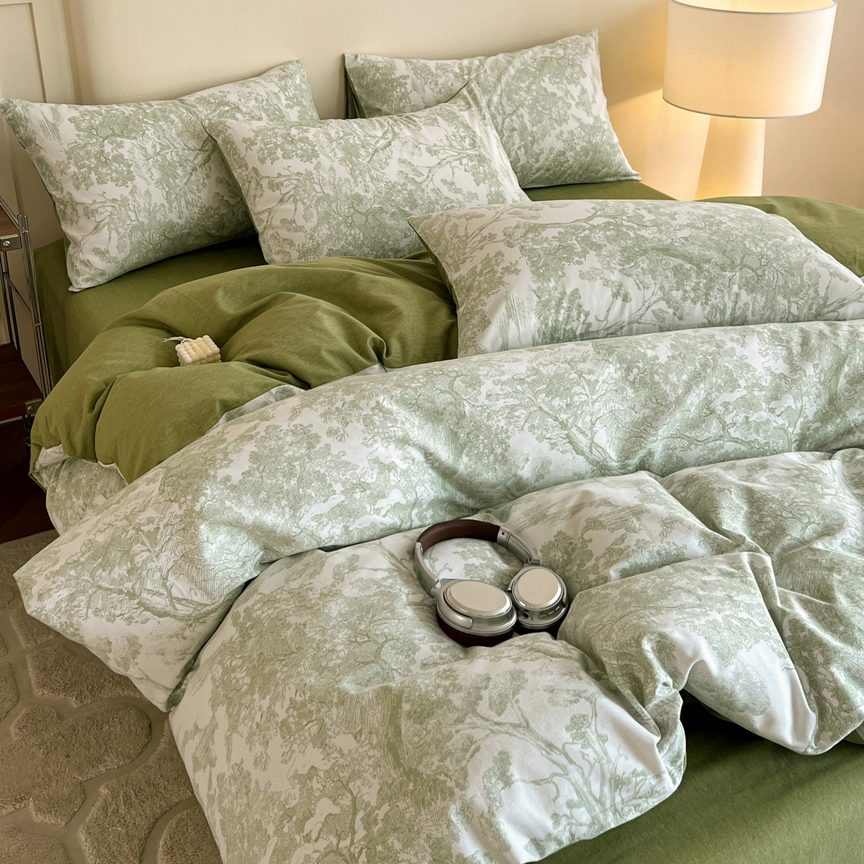 91家纺网 家纺一手货源 找家纺 盛馨家纺 2025新款秋冬复古北欧风百分百棉全棉纯棉磨毛加厚纯棉磨毛四件套 印象山水