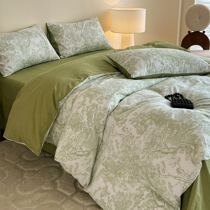 91家纺网 家纺一手货源 找家纺 盛馨家纺 2025新款秋冬复古北欧风百分百棉全棉纯棉磨毛加厚纯棉磨毛四件套