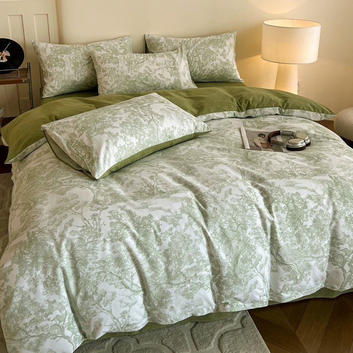 91家纺网 家纺一手货源 找家纺 盛馨家纺 2025新款秋冬复古北欧风百分百棉全棉纯棉磨毛加厚纯棉磨毛四件套